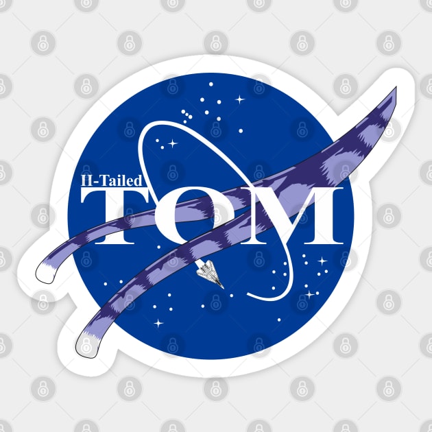 Two Tailed Tom - Space Tomcat - Blue Sticker by Two Tailed Tom